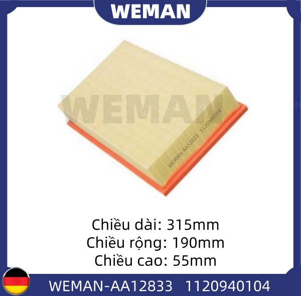 WEMAN Lọc gió AA12833 OEM 112 094 01 04 WEMAN Lọc gió AA12833
