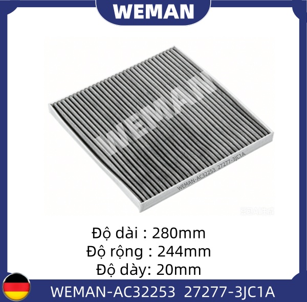 WEMAN Lọc gió điều hòa AC32253 Nissan TEANA OEM 272773JC1A WEMAN Lọc gió điều hòa AC32253 Nissan TEANA