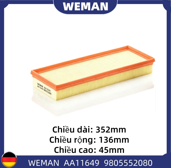WEMAN Lọc gió AA11649 OEM 96 783 359 80 WEMAN Lọc gió AA11649
