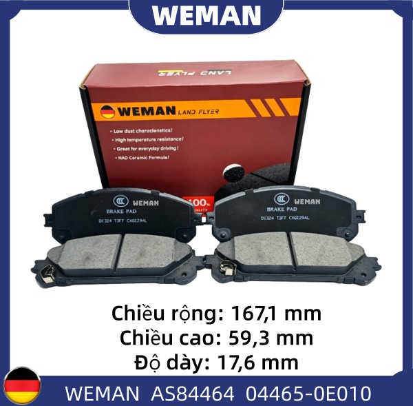 WEMAN Má phanh AS84464 Toyota Highlander OEM 044650E010 WEMAN Má phanh AS84464 Toyota Highlander