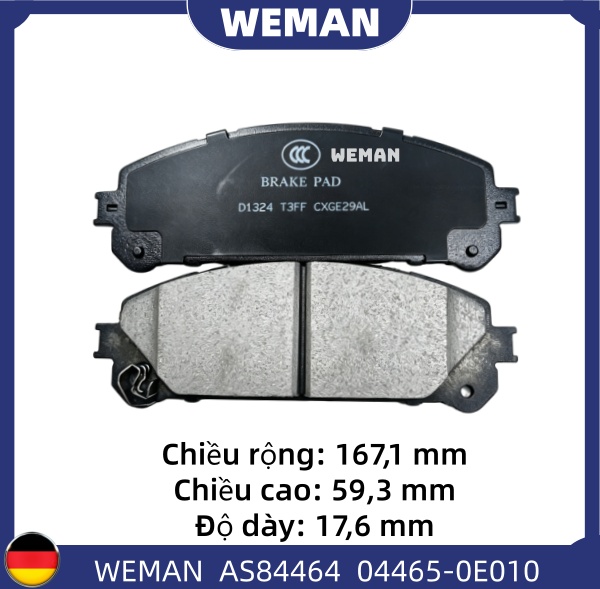 WEMAN Má phanh AS84464 Toyota Highlander OEM 044650E010 WEMAN Má phanh AS84464 Toyota Highlander