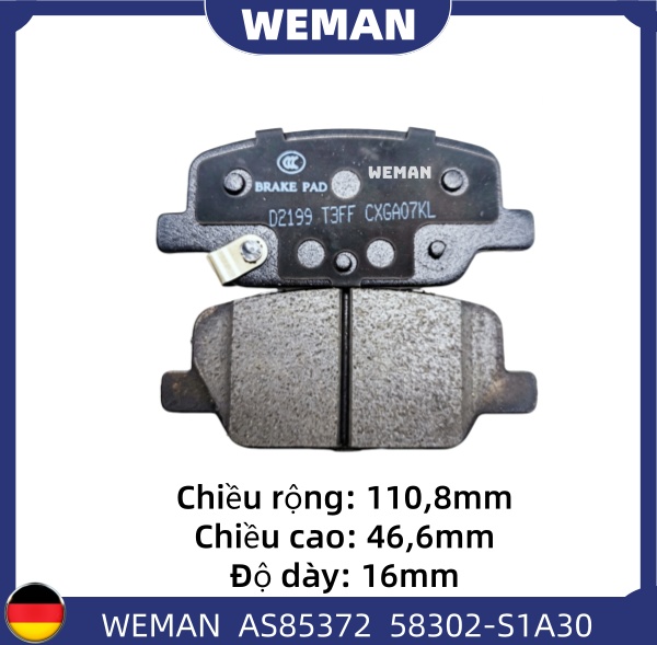 WEMAN Má phanh AS85372 HYU*DAI/KI-A Santafe OEM 58302-S1A30 WEMAN Má phanh AS85372 HYU*DAI/KI-A Santafe