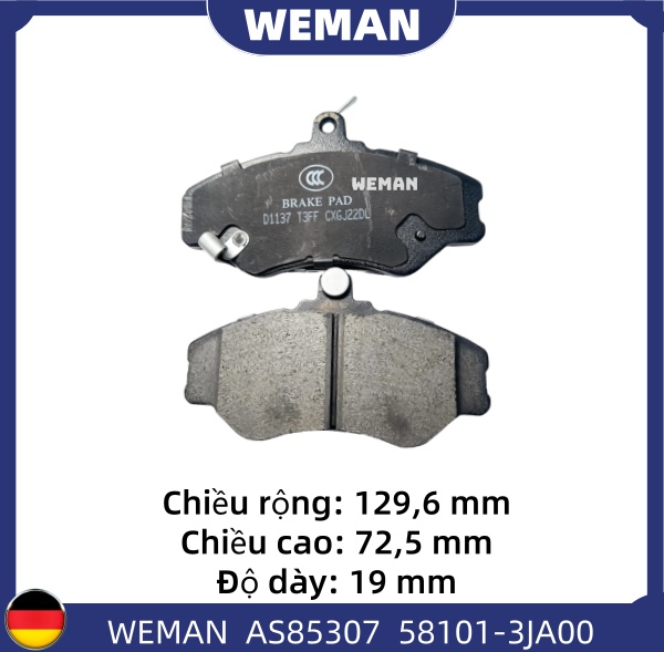 WEMAN Má phanh AS85307 HYUNDAI/KIA Porter OEM 58101-43A00 WEMAN Má phanh AS85307 HYUNDAI/KIA Porter