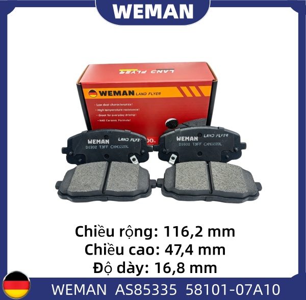 WEMAN Má phanh AS85335 HYUNDAI/KIA I20 Picanto/Morning