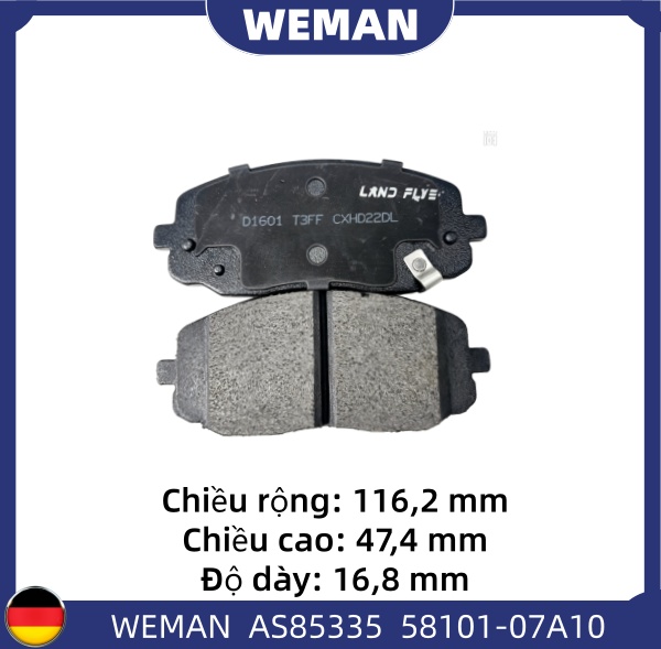 WEMAN Má phanh AS85335 HYUNDAI/KIA I20 Picanto/Morning