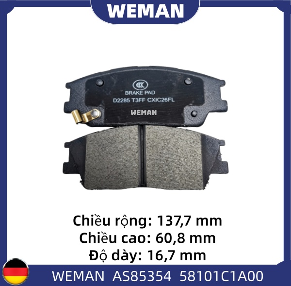 WEMAN Má phanh AS85354 HYU*DAI/KI-A Tucson OEM 58101-3ZA06 WEMAN Má phanh AS85354 HYU*DAI/KI-A Tucson