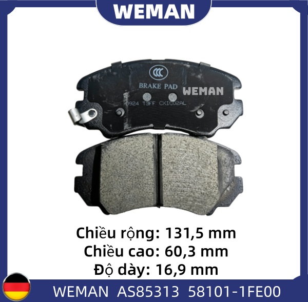 WEMAN Má phanh AS85313 HYUNDAI/KIA Optima Elantra Tucson Sportage OEM 58101-1FE01 WEMAN Má phanh AS85313 HYUNDAI/KIA Optima Elantra Tucson Sportage