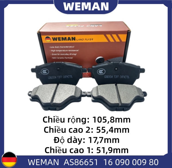 WEMAN Má phanh AS86651 Peu*eot 3008 5008