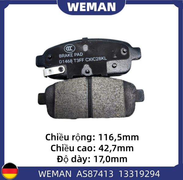 WEMAN Má phanh AS87413 Chev*olet/DAE*OO CRUZE OEM 13300867 WEMAN Má phanh AS87413 Chev*olet/DAE*OO CRUZE