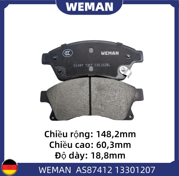 WEMAN Má phanh AS87412 Chev*olet/DAE*OO CRUZE OEM 13301207 WEMAN Má phanh AS87412 Chev*olet/DAE*OO CRUZE