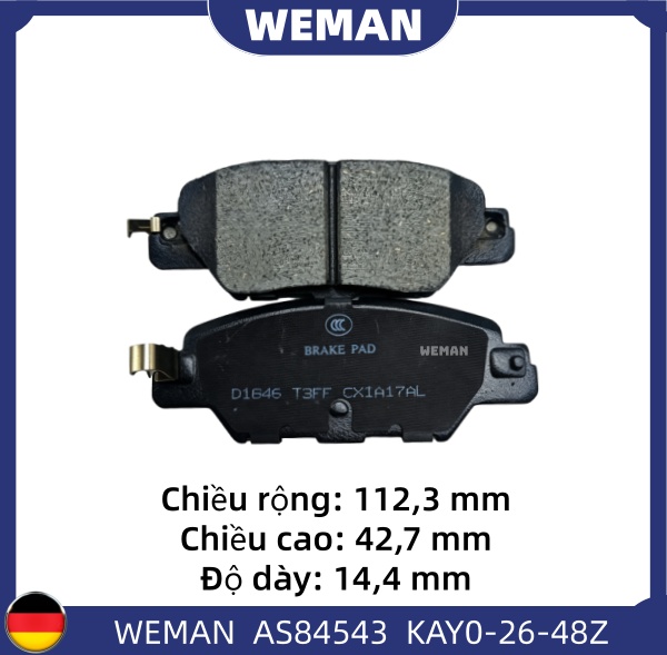 WEMAN Má phanh AS84543 Ma*da Mazda CX-5 OEM KAY0-26-48Z WEMAN Má phanh AS84543 Ma*da Mazda CX-5