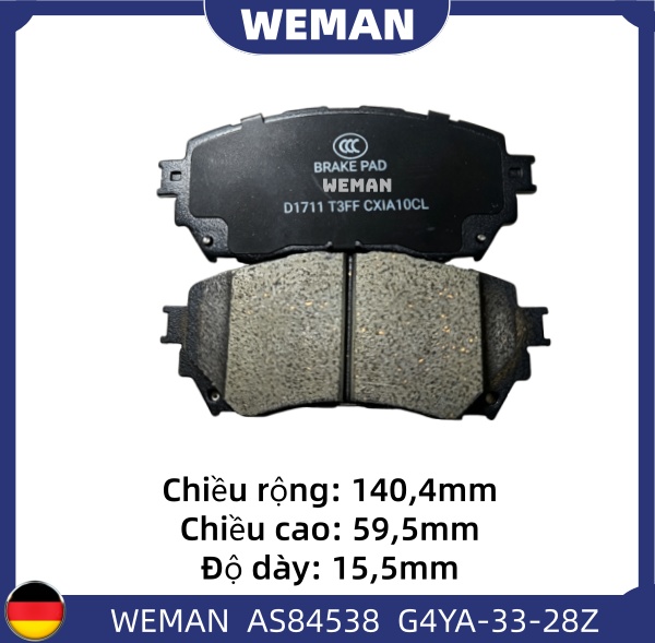 WEMAN Má phanh AS84538 Ma*da Mazda 6 OEM G4YA-33-28Z WEMAN Má phanh AS84538 Ma*da Mazda 6