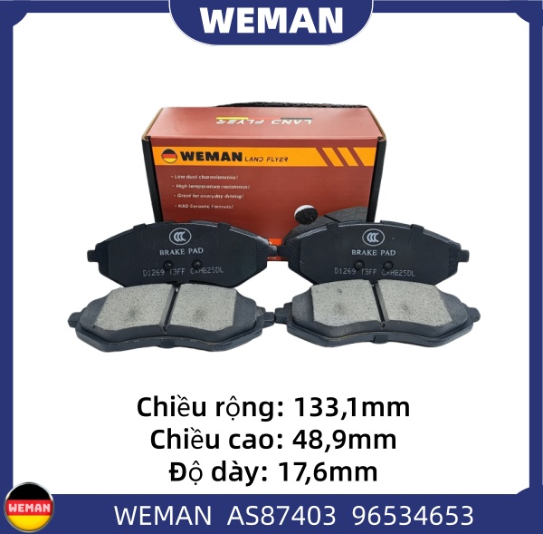 WEMAN Má phanh AS87403 Chev*olet/DAE*OO AVEO Spark/MATIZ OEM 9653 4653 WEMAN Má phanh AS87403 Chev*olet/DAE*OO AVEO Spark/MATIZ