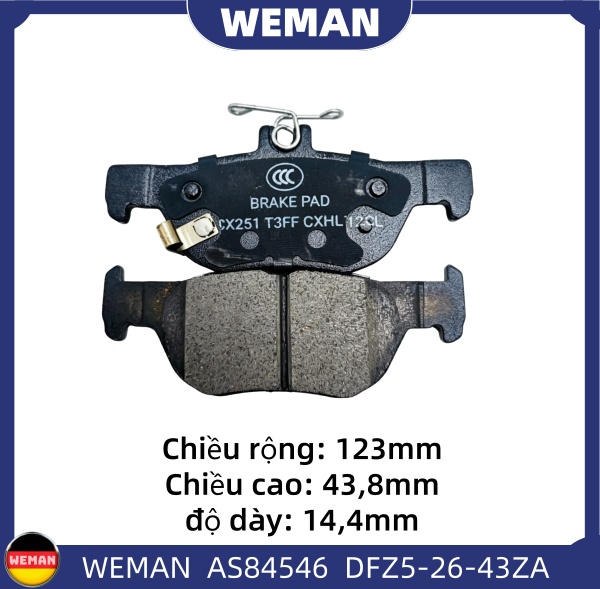 WEMAN Má phanh AS84546 Ma*da Mazda 3 OEM DFZ5-26-43ZAMAZDA : BCYA2643Z WEMAN Má phanh AS84546 Ma*da Mazda 3