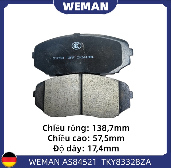 WEMAN Má phanh AS84521 Mitsu*ishi Triton OEM 7T4Z2V001AA WEMAN Má phanh AS84521 Mitsu*ishi Triton