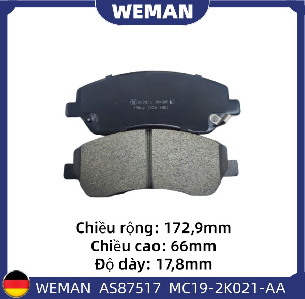 WEMAN Má phanh AS87517 For-d TRANSIT