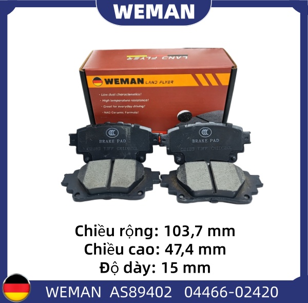 WEMAN Má phanh AS89402 Toy*ta Veloz Cross