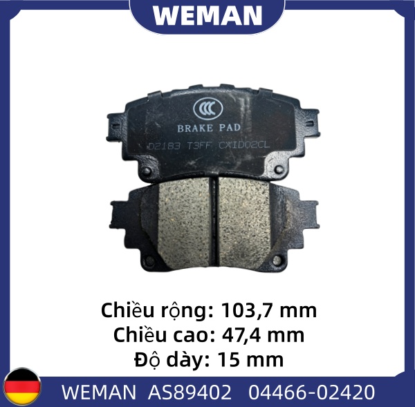 WEMAN Má phanh AS89402 Toy*ta Veloz Cross