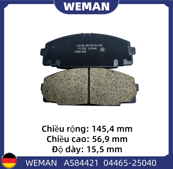 WEMAN Má phanh AS84421 Toy*ta Hiace OEM 04465-25040 WEMAN Má phanh AS84421 Toy*ta Hiace