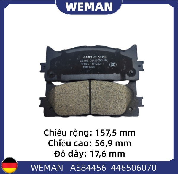 WEMAN Má phanh AS84456 Toy*ta Camry