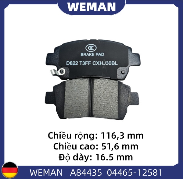WEMAN Má phanh AS84435 Nis*an TEANA Altis Vios Yaris