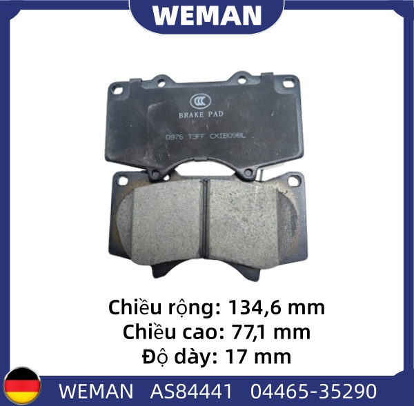 WEMAN Má phanh AS84441 Toy*ta Land Cruiser Fortuner OEM LEXUS : 04465-04070 WEMAN Má phanh AS84441 Toy*ta Land Cruiser Fortuner