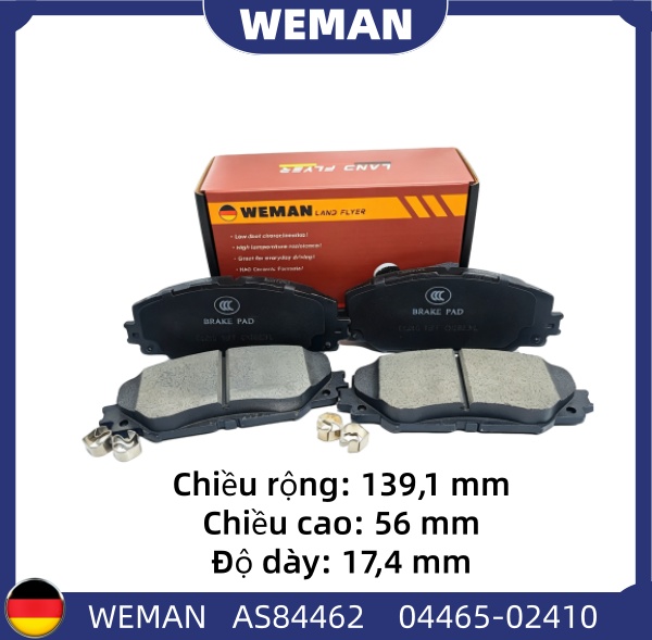 WEMAN Má phanh AS84462 Toy*ta Altis Raize OEM 0446502220 WEMAN Má phanh AS84462 Toy*ta Altis Raize