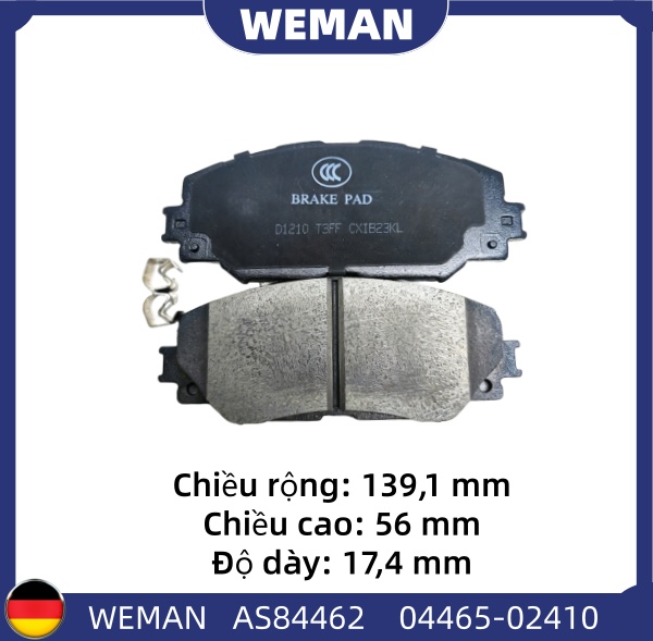 WEMAN Má phanh AS84462 Toy*ta Altis Raize OEM 0446502220 WEMAN Má phanh AS84462 Toy*ta Altis Raize