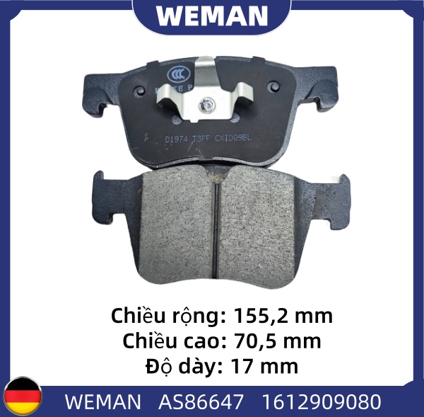 WEMAN Má phanh AS86647 Peu*eot 3008 OEM CITROEN (DF-PSA) : 1647863680 WEMAN Má phanh AS86647 Peu*eot 3008