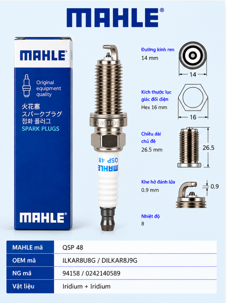 MAHLE Bugi QSP48 Toyota Land Cruiser LS500 LX MG-HS